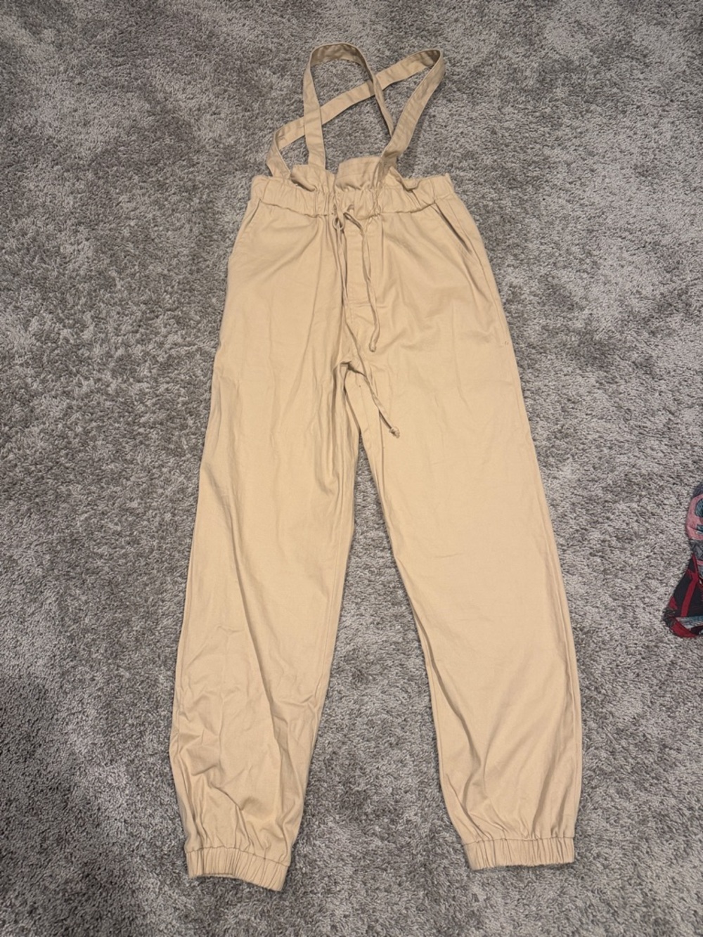 Fashion Nova Beige Suspender Paperbag Jogger Pants